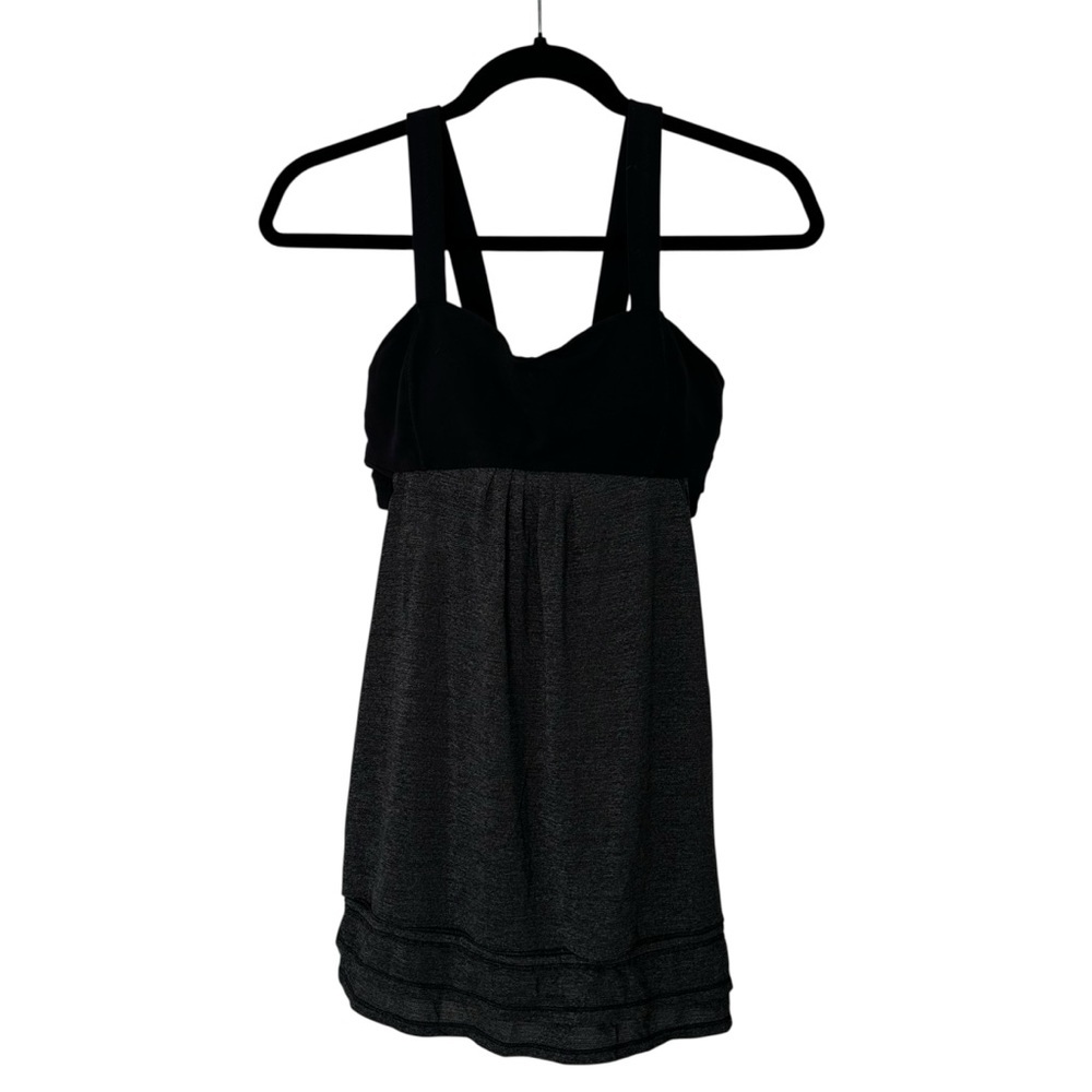 Lululemon Black & Charcoal Built-In Bra Tank Top Sz 6 |‎ Y2K Vibes